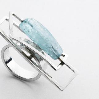Genna Delaney - component aquamarine silver statement ring