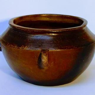 Smoke fired pot inspired by neolithic collared urns found in Caithness