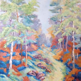 Painting of a nature path in oil
