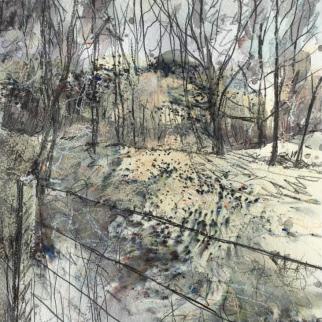 Meandering woodland mixed media by Hayley Mills artist Fife