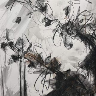 'Memory of a Rosebud, Winter Garden', charcoal and acrylic sketch