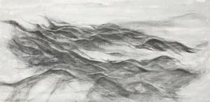 Graphite and mixed media drawing of a wave pattern