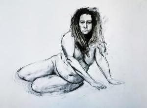 Woman - charcoal and chalk on paper by Jennifer Robson